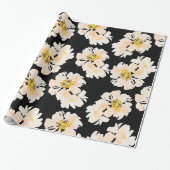 Crème waterverf pioen bloemontwerp cadeaupapier (Uitgerold)