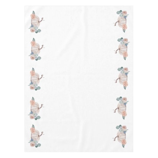 Crème waterverf pompoen floraal baby shower tafelkleed (Voorkant)