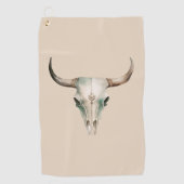 Crème Westerne Cowboy Bull Horns Golfhanddoek (Voorkant)