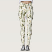 Crème White Calla Lily Floral Leggings (Voorkant)