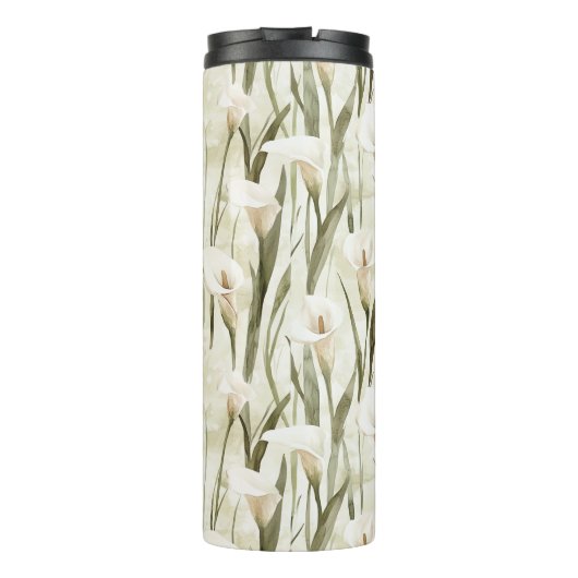 Crème White Calla Lily Floral Thermosbeker (Achterkant)
