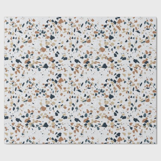 Crème White Modern Terrazzo Texture Pattern Cadeaupapier (Vlak)