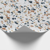Crème White Modern Terrazzo Texture Pattern Cadeaupapier (Hoek)