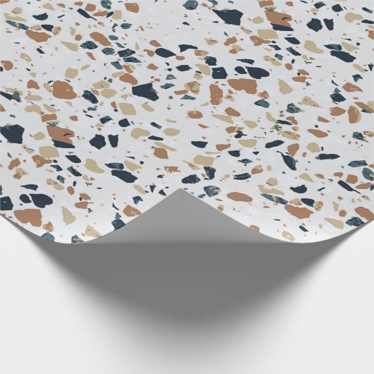 Crème White Modern Terrazzo Texture Pattern Cadeaupapier (Hoek)