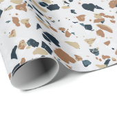 Crème White Modern Terrazzo Texture Pattern Cadeaupapier (Rol Hoek)