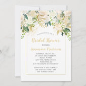 Crème White Roses Gold Accents Vrijgezellenfeest Kaart (Voorkant)