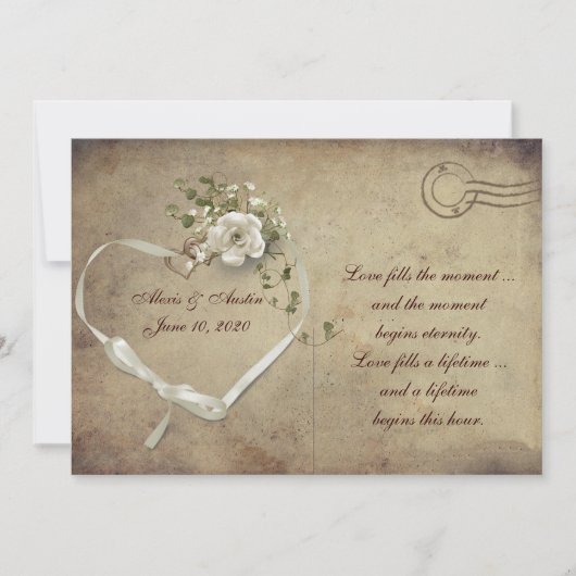 crème white Wedding Roos Briefkaart (Voorkant)