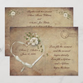 crème white Wedding Roos Briefkaart (Voorkant / Achterkant)