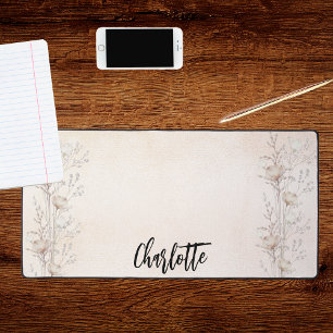 Crème wilde bloemen roos gouden blos roze naam bureaumat