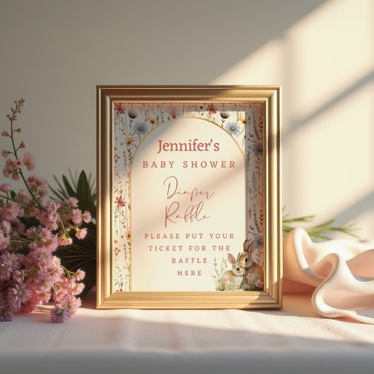 Crème Wildflower Bunny Rustieke Luier Raffle Poster