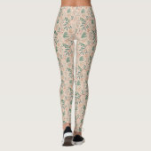 Crème Winter Botanische Patroon Leggings (Achterkant)