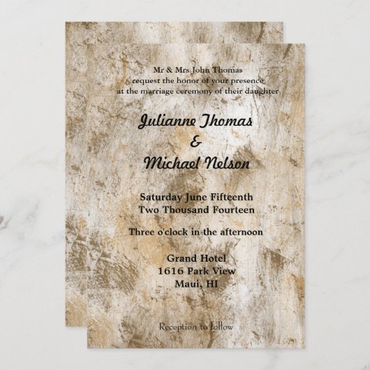 Crème Wit Abstracte bruiloft Kaart (Voorkant / Achterkant)