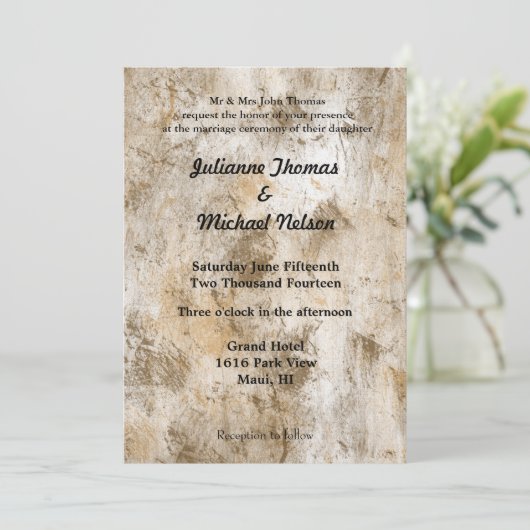 Crème Wit Abstracte bruiloft Kaart (Staand voorkant)