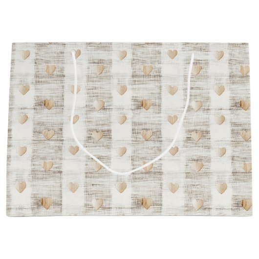 Crème Wit Beige Boho Harten Bruids Bruiloft Groot Cadeauzakje (Voorkant)