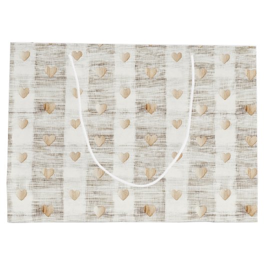 Crème Wit Beige Boho Harten Bruids Bruiloft Groot Cadeauzakje (Achterkant)