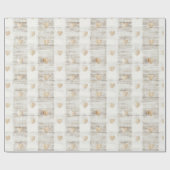 Crème Wit Beige Boho Harten Bruiloft Feest  Cadeaupapier (Vlak)