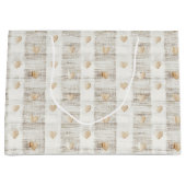 Crème Wit Beige Boho Harten Bruiloft Feest  Groot Cadeauzakje (Voorkant)