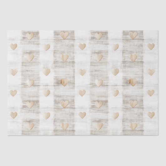 Crème Wit Beige Boho Harten Bruiloft Tissuepapier (Voorkant)