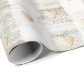 Crème Wit Beige Boho Harten Bruiloftsfeest Cadeaupapier (Rol Hoek)