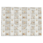 Crème Wit Beige Boho Harten Bruiloftsfeest  Groot Cadeauzakje (Achterkant)