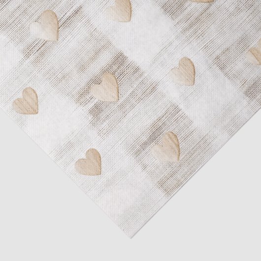 Crème Wit Beige Boho Harten Bruiloftsfeest  Tissuepapier (Detail)