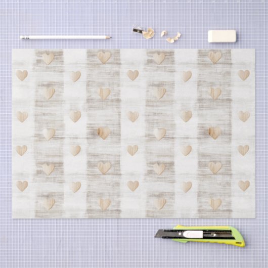 Crème Wit Beige Boho Harten Bruiloftsfeest  Tissuepapier (Craft)