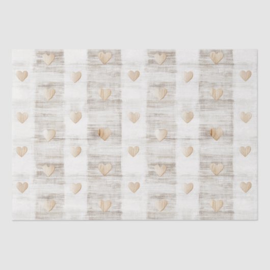 Crème Wit Beige Boho Harten Bruiloftsfeest  Tissuepapier (Voorkant)