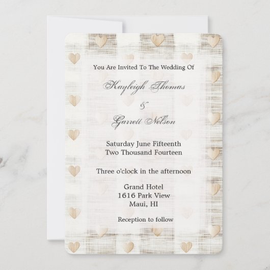 Crème Wit Beige Boho Harten Trouwen Kaart (Voorkant)