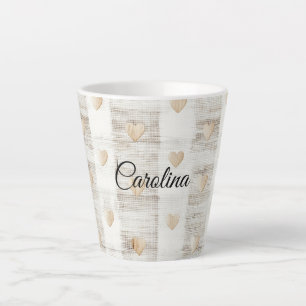 Crème Wit Beige Boho Hearts Latte Mok