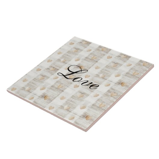 Crème Wit Beige Boho Hearts Tegeltje (Zijkant)