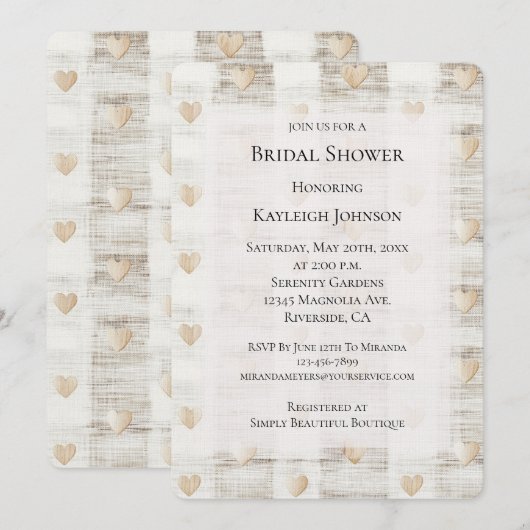 Crème Wit Beige Boho Hearts Vrijgezellenfeest Kaart (Voorkant / Achterkant)