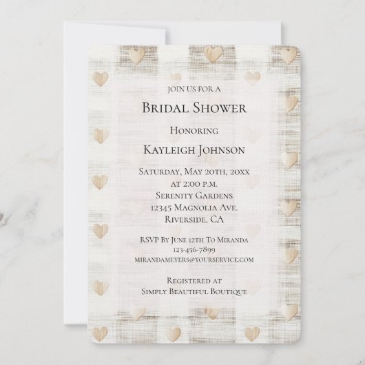 Crème Wit Beige Boho Hearts Vrijgezellenfeest Kaart (Voorkant)