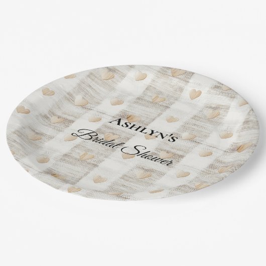 Crème Wit Beige Boho Hearts Vrijgezellenfeest Papieren Bordje (Gekanteld)