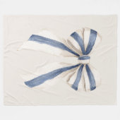 Crème Wit Blau Strepen Strik Fleece Deken (Voorkant (Horizontaal))