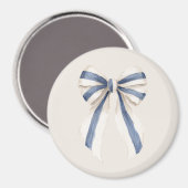 Crème Wit Blau Strepen Strik Magneet (Voorkant / Achterkant)