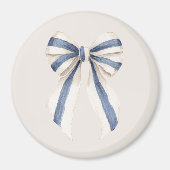 Crème Wit Blau Strepen Strik Magneet (Voorkant)