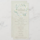 Crème Wit Bloemen Pasen krans Flat 4 gangen Menu (Voorkant / Achterkant)