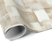 Crème Wit Bruin Abstracte Verjaardag Cadeaupapier (Rol Hoek)