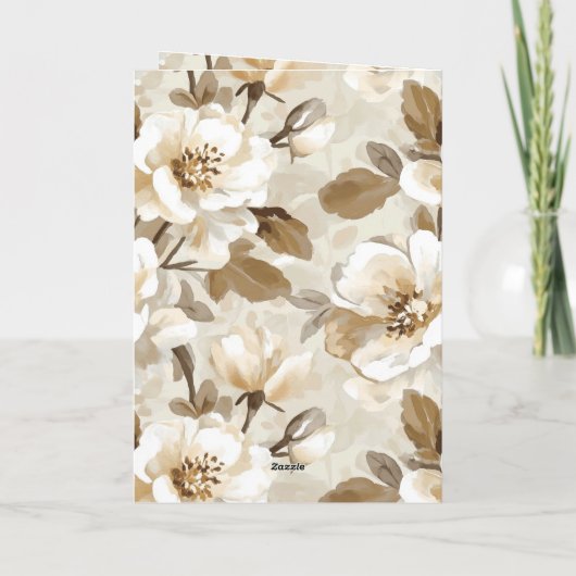 Crème Wit Bruin Bloem Hart Liefde Kaart (Achterkant)