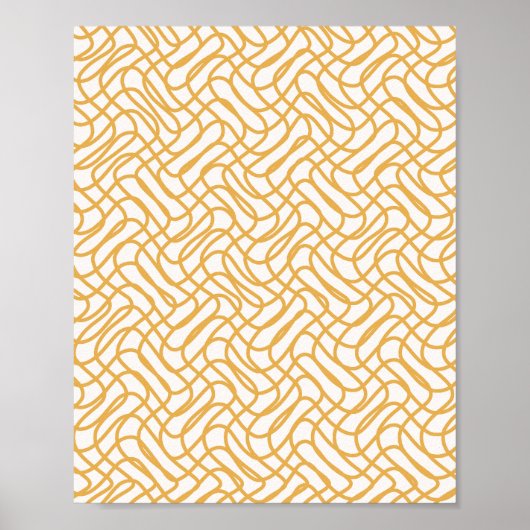 Crème Wit en geel Abstract lijnpatroon Poster (Voorkant)
