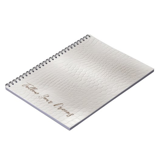 Crème Wit Faux Leer Notitieboek (Linkerzijde)