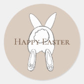 Crème Wit Gelukkig Paashaas Ronde Sticker (Voorkant)