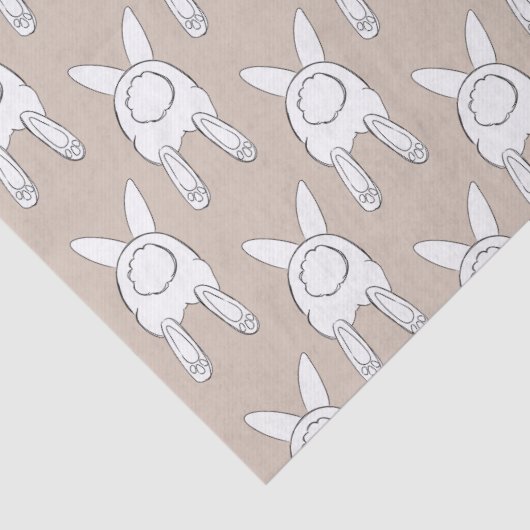 Crème Wit Gelukkig Pasen Bunnies Tissuepapier (Detail)