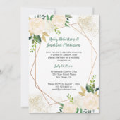 Crème Wit Goud Rozen Geometrische receptie Alleen  Kaart (Voorkant)