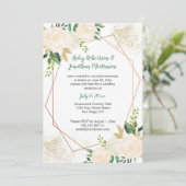 Crème Wit Goud Rozen Geometrische receptie Alleen  Kaart (Staand voorkant)