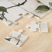 Crème Wit Grijs Nep Stenen Rode Rozen Legpuzzel (Zijkant)