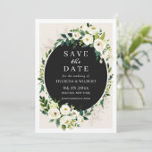 Crème Wit Groen Bloemen Huwelijk Save the Date Kaart (Staand voorkant)