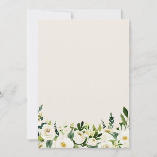 Crème Wit Groen Bloemen Huwelijk Save the Date Kaart (Achterkant)