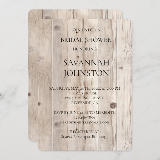 Crème Wit Hout Vrijgezellenfeest Kaart (Voorkant / Achterkant)