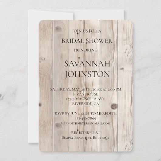 Crème Wit Hout Vrijgezellenfeest Kaart (Voorkant)